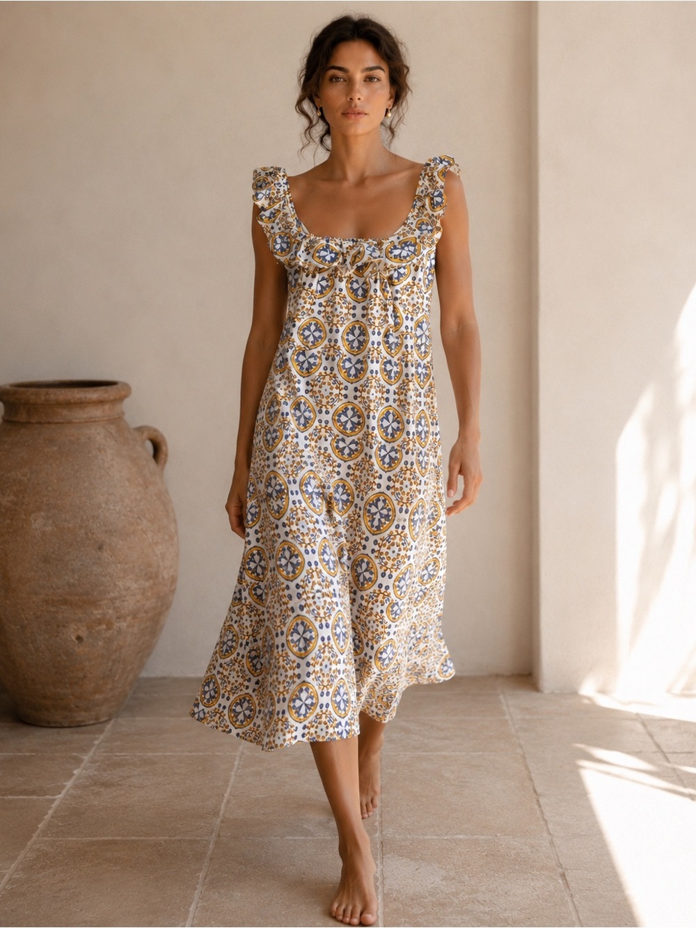 TAYLOR TILLMAN NEW YORK Grace Midi Dress Venetian Vibes Print NWT size Small